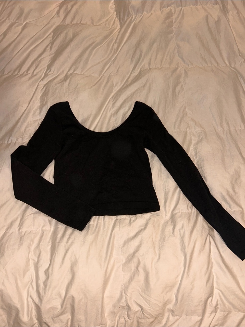 wild fable ribbed black Long-Sleeve Scoop Neck Crop Top